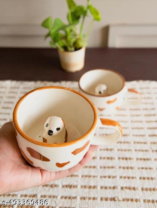 Handmade Animal Ceramic Coffee Cup | Cute Puppy & Kitty Tea Mug | Aesthetic Artisan Drinkware